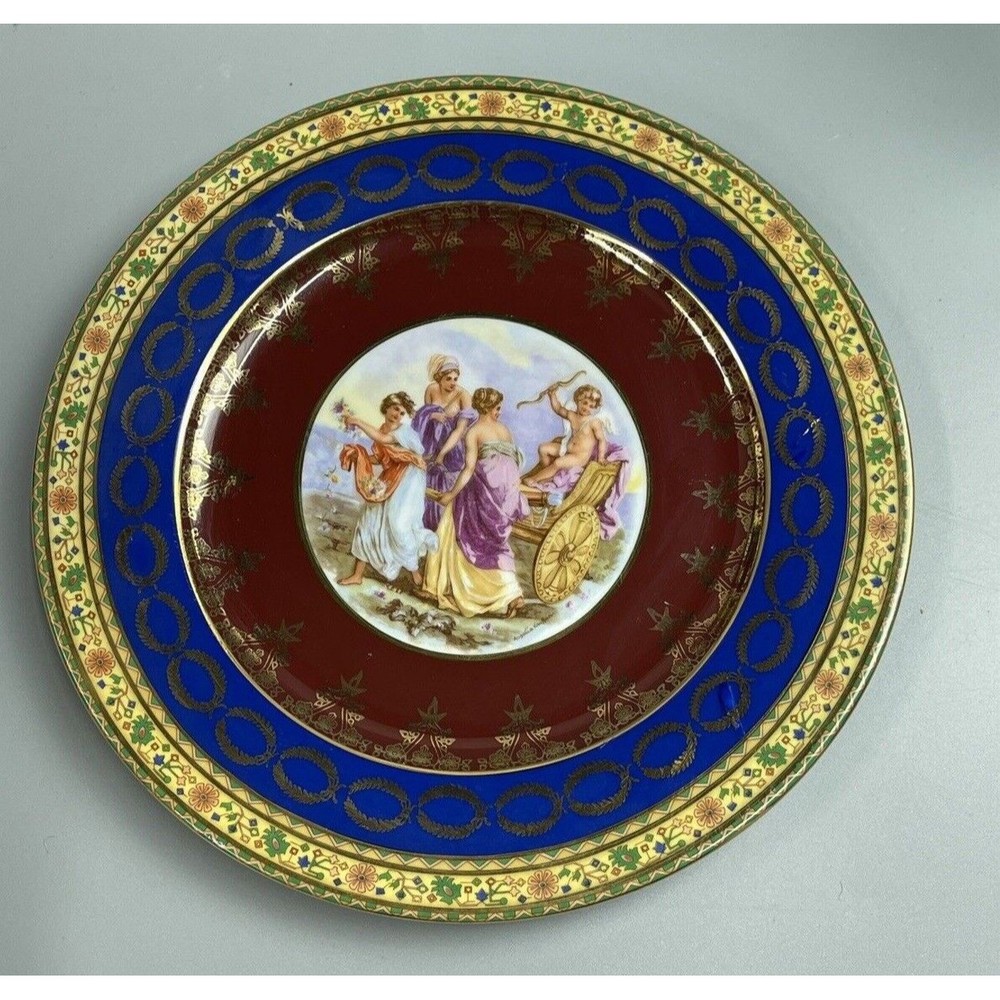 Vintage Rosenthal Bavaria Dinner Plate Cherub Victorian Carriage Scene Gilt